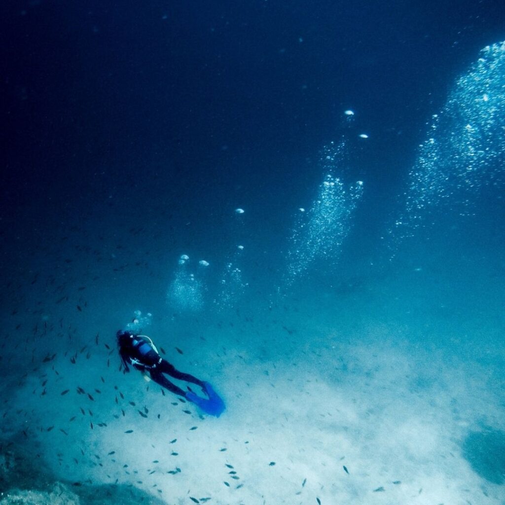 scuba diving in beautiful water